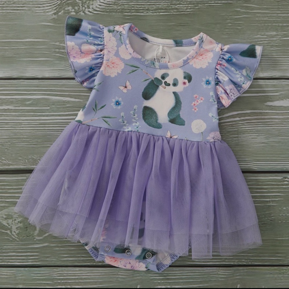 Adorable Purple Panda Baby Dress